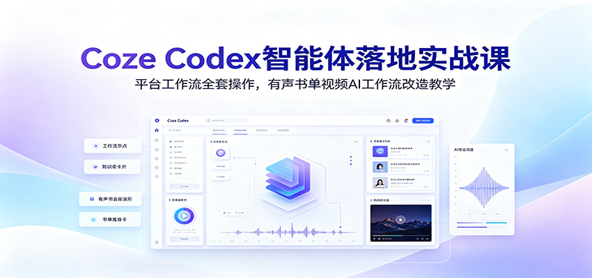 Coze Codex智能体落地实战课：平台工作流全套操作，有声书单视频AI工作流改造教学-独家科技资源网