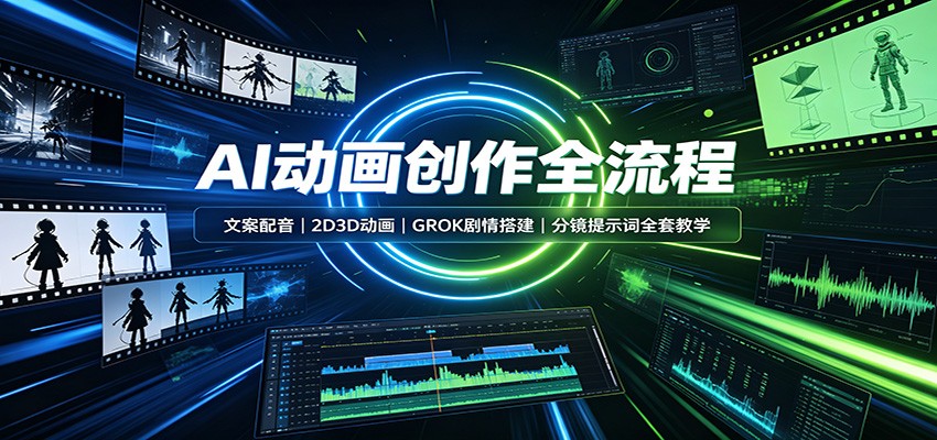 AI动画创作全流程：文案配音，2D3D动画，GROK剧情搭建，分镜提示词全套教学-独家科技资源网