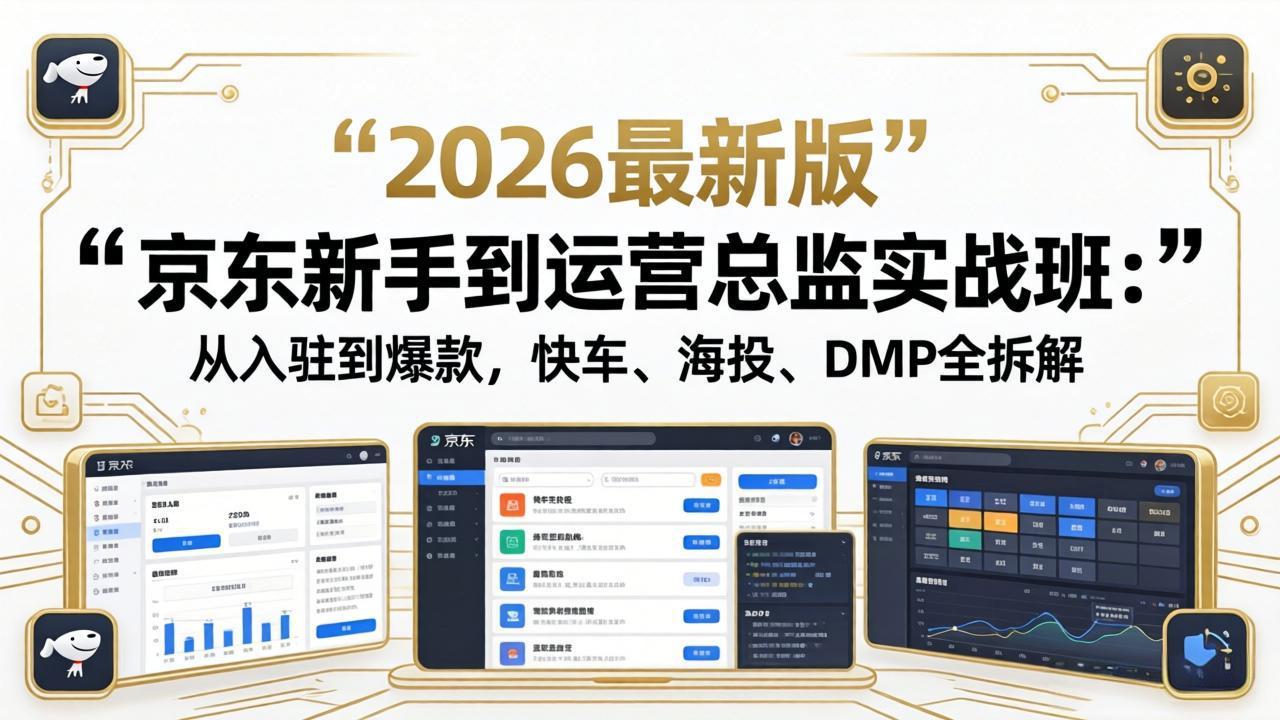 京东新手到运营总监实战班：从入驻到爆款，快车、海投、DMP全拆解，2026最新版-独家科技资源网