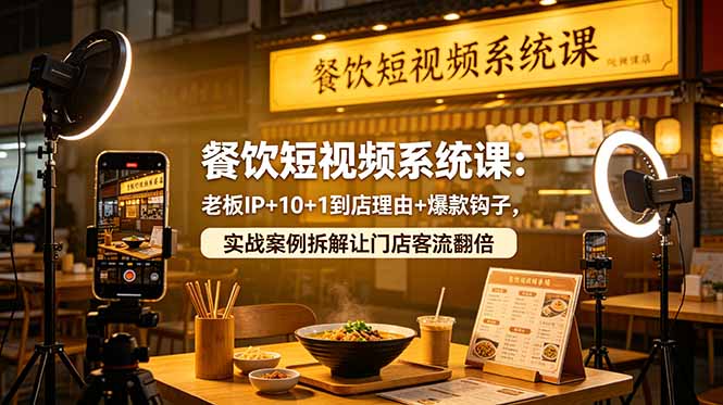 餐饮短视频系统课：老板IP+10+1到店理由+爆款钩子，实战案例拆解让门店客流翻倍-独家科技资源网