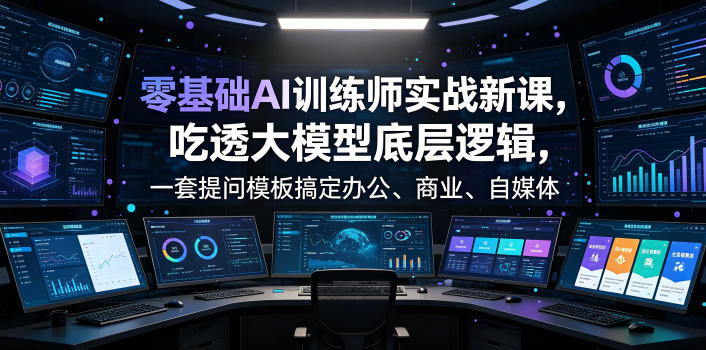 零基础AI训练师实战课，吃透大模型底层逻辑，一套提问模板搞定办公、商业、自媒体、设计、生活全场景AI落地应用-独家科技资源网