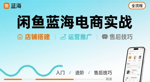 闲鱼蓝海电商实战，店铺搭建运营售后全流程-独家科技资源网