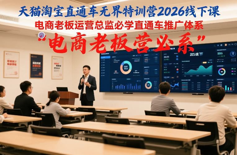 天猫淘宝直通车无界特训营2026线下课，电商老板运营总监必学直通车推广体系-独家科技资源网