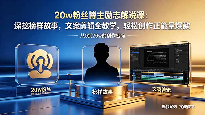 20w粉丝博主励志解说课:深挖榜样故事,文案剪辑全教学,轻松创作正能量爆款-独家科技资源网