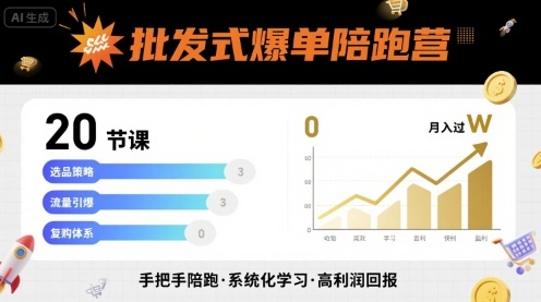 批发式爆单陪跑营，20节课带你实现批发式爆单，带你经松月入过W-独家科技资源网