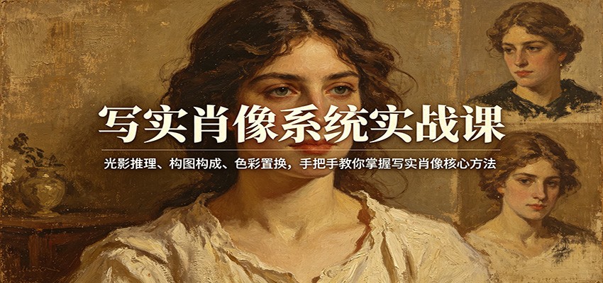 写实肖像系统实战课：光影推理、构图构成、色彩置换，手把手教你掌握写实肖像核心方法-独家科技资源网