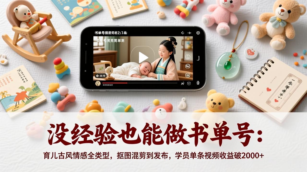 没经验也能做书单号：育儿古风情感全类型，抠图混剪到发布，学员单条视频收益破2000+-独家科技资源网