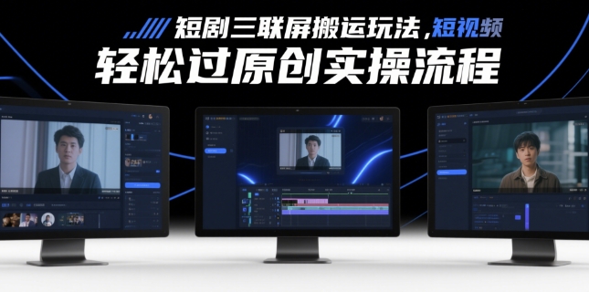 短剧三联屏搬运玩法，短剧搬运轻松过原创实操流程-独家科技资源网