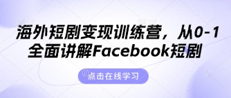 海外短剧变现训练营，从0-1全面讲解Facebook短剧-独家科技资源网