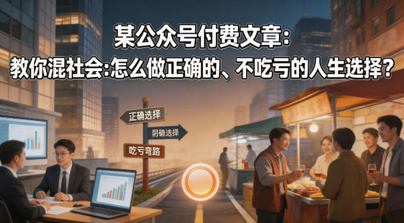 某公众号付费文章：教你混社会：怎么做正确的、不吃亏的人生选择？-独家科技资源网