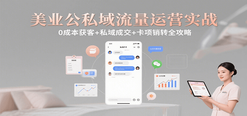 美业公私域流量运营实战：0成本获客+私域成交+卡项销转全攻略-独家科技资源网