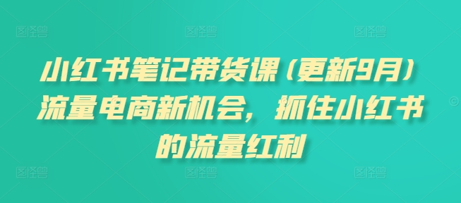 小红书笔记带货课(更新25年3月)流量电商新机会，抓住小红书的流量红利-独家科技资源网