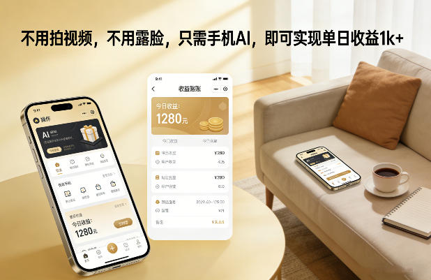 不用拍视频，不用露脸，只需手机AI，即可实现单日收益1k+【揭秘】-独家科技资源网