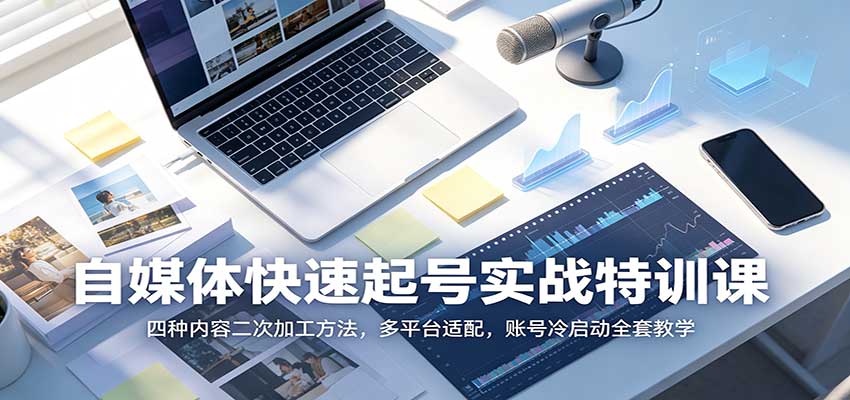 自媒体快速起号实战特训课：四种内容二次加工方法，多平台适配，账号冷启动全套教学-独家科技资源网