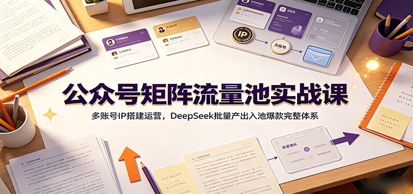 公众号矩阵流量池实战课：多账号IP搭建运营，DeepSeek批量产出入池爆款完整体系-独家科技资源网