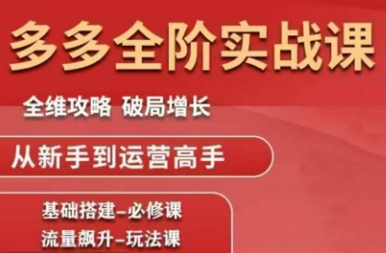 大炮·拼多多全阶实战课程(更新10月)-独家科技资源网