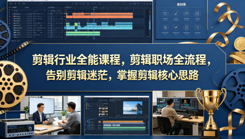 剪辑行业全能课程，剪辑职场全流程，告别剪辑迷茫，掌握剪辑核心思路-独家科技资源网