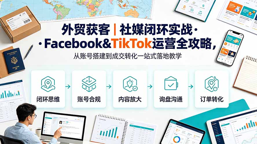 外贸获客|社媒闭环实战·Facebook&TikTok运营全攻略,从账号搭建到成交转化一站式落地教学-独家科技资源网