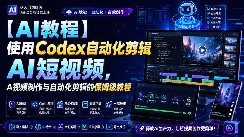 【AI教程】使用Codex自动化剪辑AI短视频,AI视频制作与自动化剪辑的保姆级教程-独家科技资源网