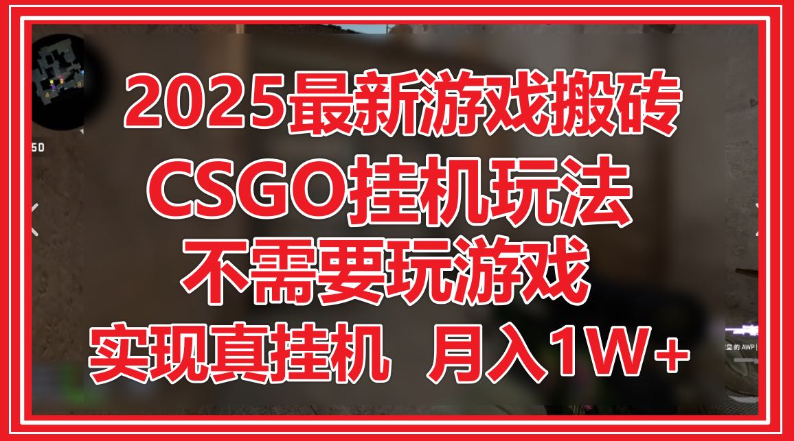 2025最新游戏搬砖，CSGO挂机，不需要玩游戏，实现真挂机，月入1W+-独家科技资源网