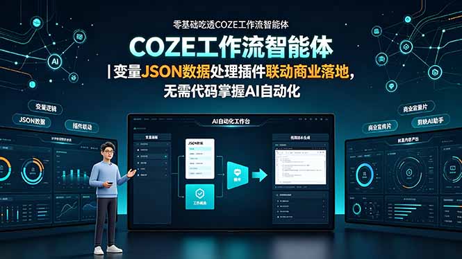 零基础吃透COZE工作流智能体｜变量JSON数据处理插件联动商业落地，无需代码掌握AI自动化-独家科技资源网