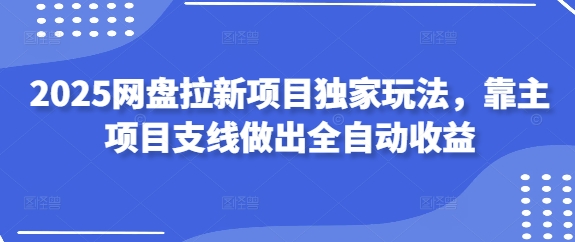 2025网盘拉新项目独家玩法，靠主项目支线做出全自动收益-独家科技资源网