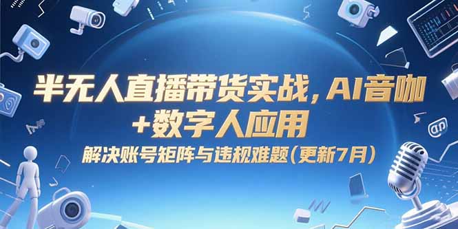 半无人直播带货实战，AI音咖+数字人应用 解决账号矩阵与违规难题(更新7月-独家科技资源网