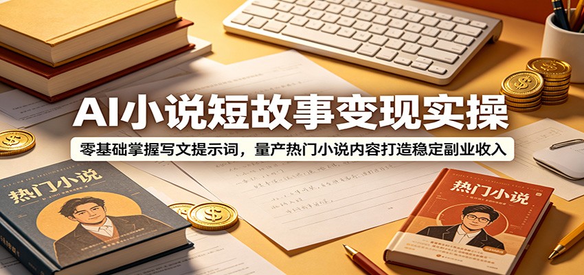 AI小说短故事变现实操：零基础掌握写文提示词，量产热门小说内容打造稳定副业收入-独家科技资源网