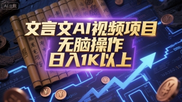 文言文AI视频项目，无脑操作，日入1K以上-独家科技资源网