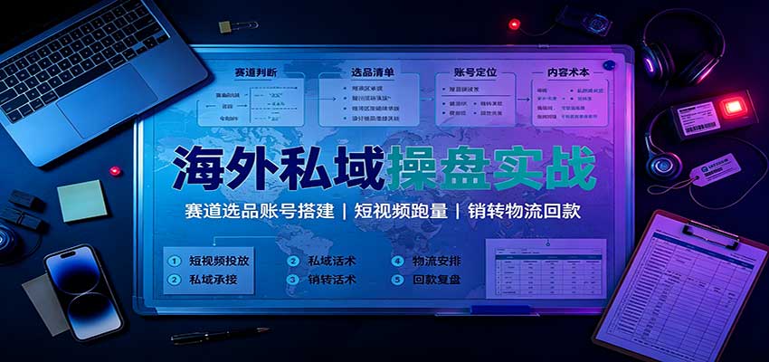 海外私域操盘实战：赛道选品账号搭建，短视频跑量，销转物流回款-独家科技资源网