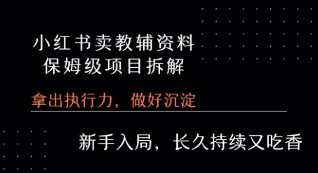 小红书卖小学教辅资料  保姆级项目拆解  1次课程彻底讲清楚!-独家科技资源网