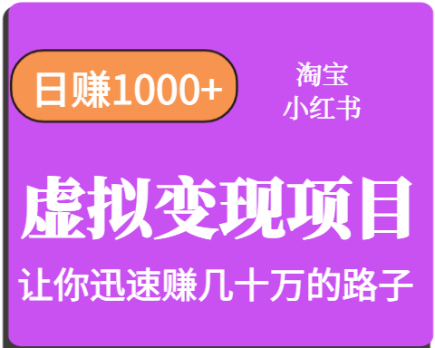 淘宝OR小红书虚拟变现，日赚1000+，多账号操作年收入几十W不等-独家科技资源网