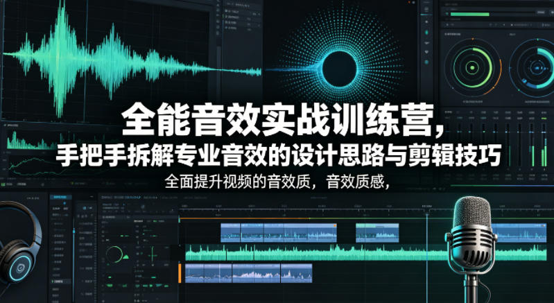 全能音效实战训练营，手把手拆解专业音效的设计思路与剪辑技巧，全面提升视频的音效质感-独家科技资源网