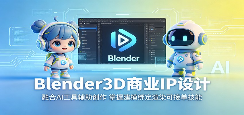 Blender3D商业IP设计:融合AI工具辅助创作,掌握建模绑定渲染可接单技能-独家科技资源网