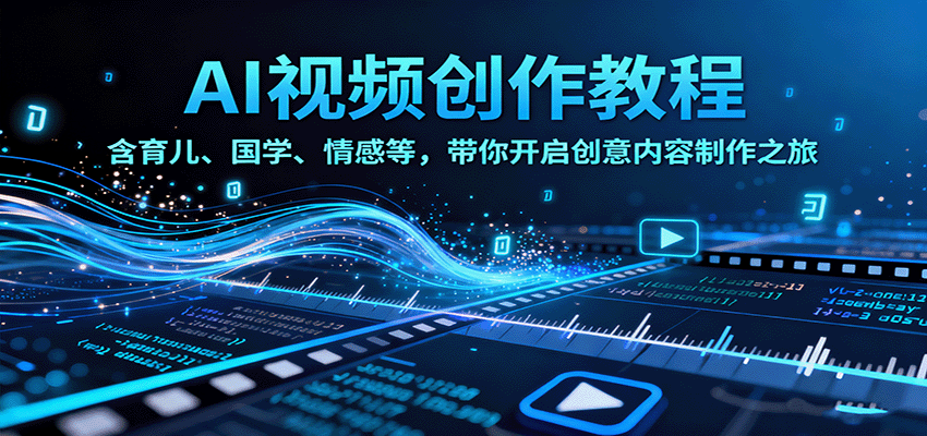 AI视频创富课，含育儿、国学、情感等，带你开启创意内容制作之旅-独家科技资源网