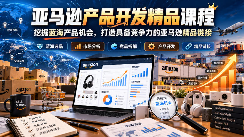 亚马逊产品开发精品课程，挖掘蓝海产品机会，打造具备竞争力的亚马逊精品链接-独家科技资源网