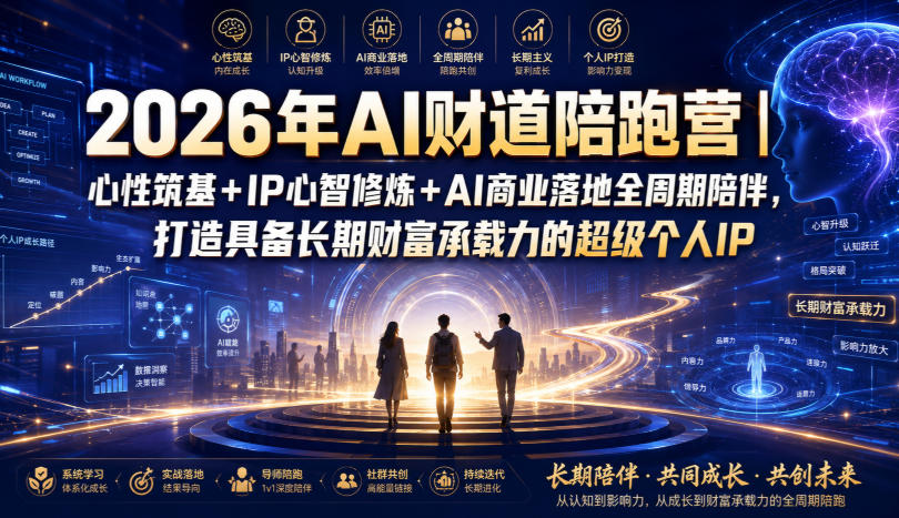 2026年AI财道陪跑营|心性筑基+IP心智修炼+AI商业落地全周期陪伴,打造具备长期财富承载力的超级个人IP-独家科技资源网