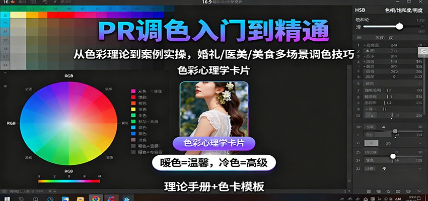 PR调色入门到精通：从色彩理论到案例实操，婚礼/医美/美食多场景调色技巧-独家科技资源网