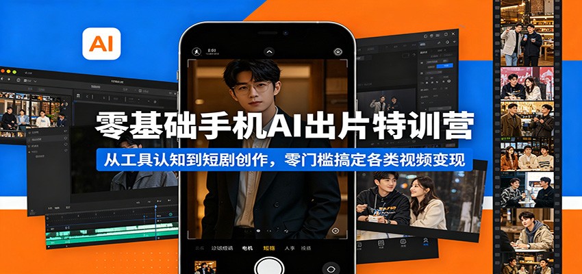 零基础手机AI出片特训营：从工具认知到短剧创作，零门槛搞定各类视频变现-独家科技资源网