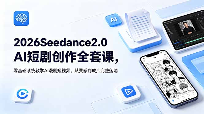 2026Seedance2.0AI短剧创作全套课，零基础系统教学AI漫剧短视频，从灵感到成片完整落地-独家科技资源网