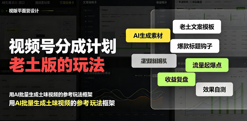 视频号分成计划老土版的玩法，流量爆炸，每天收益300+，纯靠AI生成，越土的玩法，越高级-独家科技资源网
