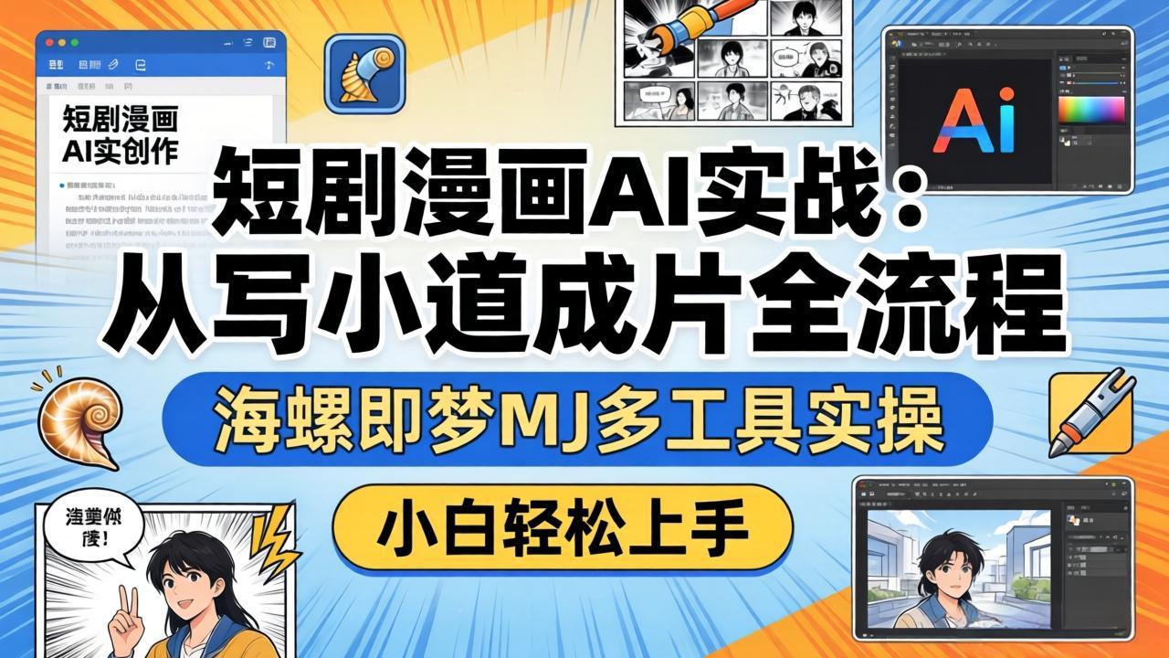 短剧漫画AI实战:从写小说到成片全流程,海螺即梦MJ多工具实操,小白轻松上手-独家科技资源网