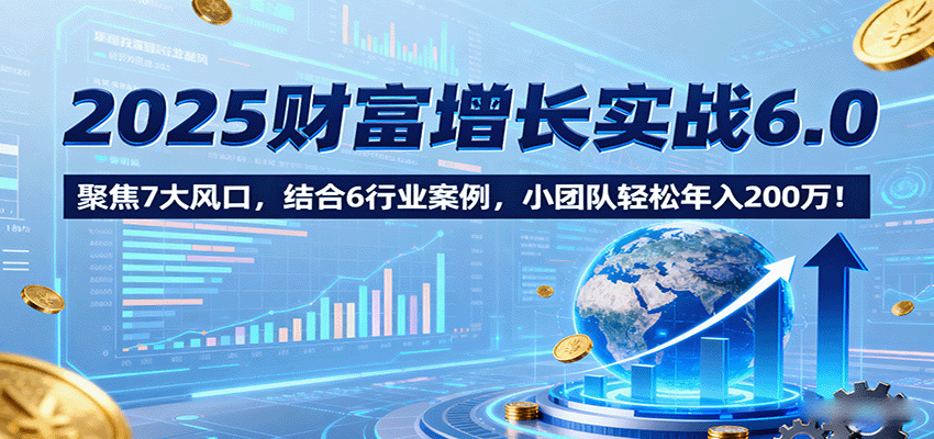 2025财富增长实战6.0，聚焦7大风口，结合6行业案例，小团队轻松年入200万！-独家科技资源网