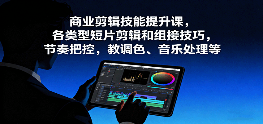 商业剪辑技能提升课，各类型短片剪辑和组接技巧，节奏把控，教调色、音乐处理等-独家科技资源网
