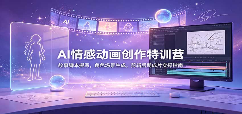 AI情感动画创作特训营：故事脚本撰写，角色场景生成，剪辑后期成片实操指南-独家科技资源网