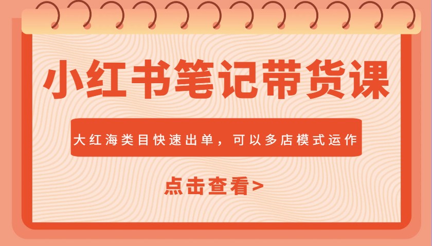 小红书笔记带货课，大红海类目快速出单，市场大，可以多店模式运作(更新)-独家科技资源网