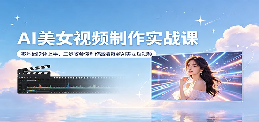 AI美女视频制作实战课：零基础快速上手，三步教会你制作高清爆款AI美女短视频-独家科技资源网