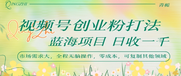 视频号创业粉打法，日入1k，蓝海项目，市场需求大，全程无脑操作，可复制-独家科技资源网