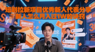 短剧拉新项目优秀新人代表分享新人怎么月入过1W的诀窍-独家科技资源网
