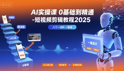 AI实操课0基础到精通-短视频剪辑教程2025-独家科技资源网